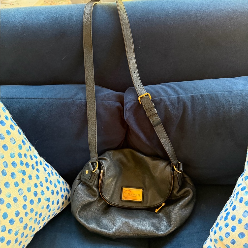 Marc Jacobs Black Crossbody Bag with Gold Accents